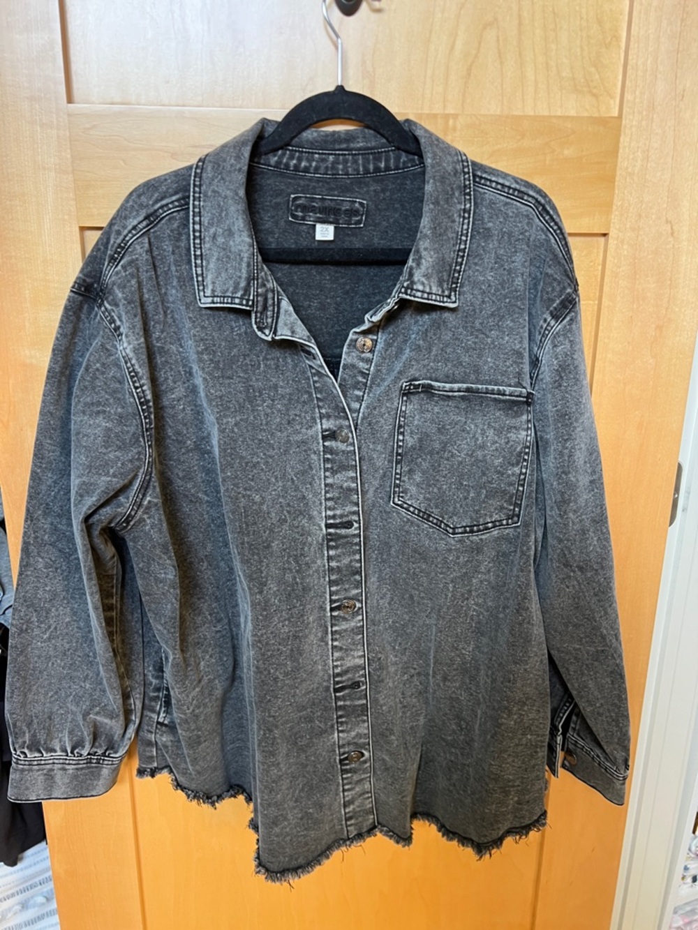 Maurices Washed Black Button-Down Shirt Jacket